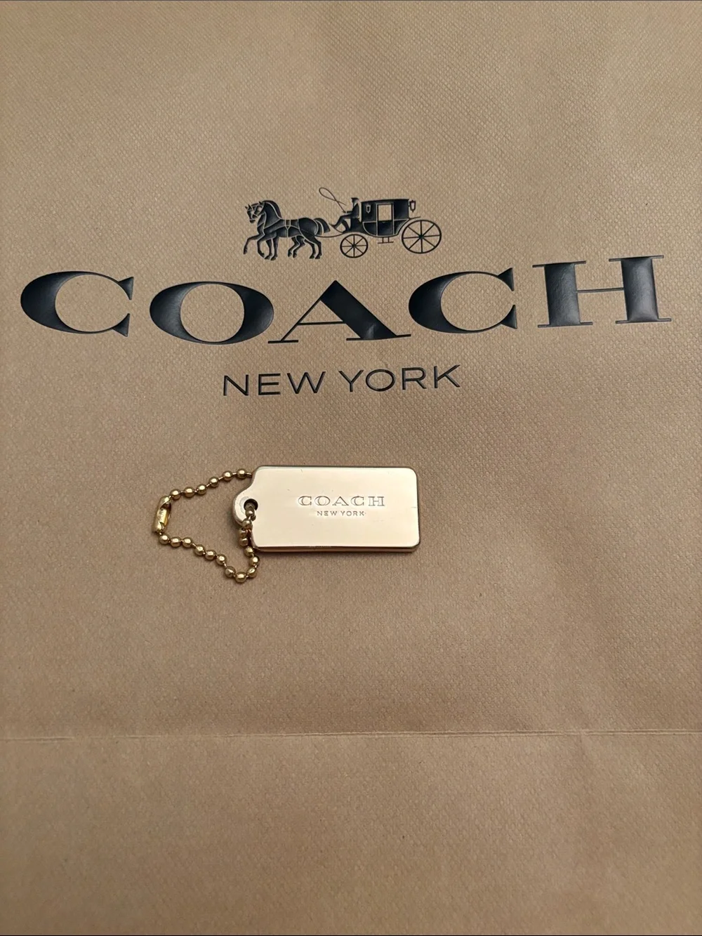 Coach Gold Tone Metal Dog Tag Charm